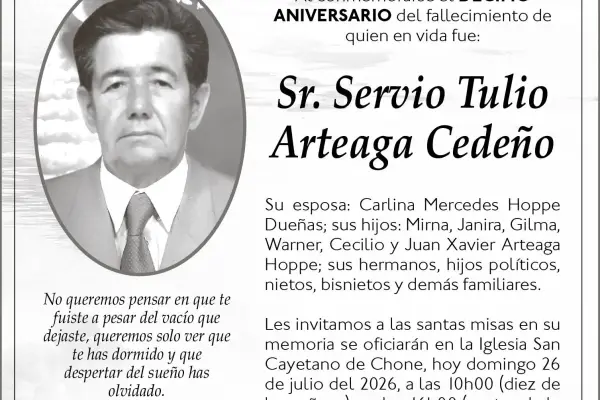 MISA SERVIO TULIO ARTEAGA CEDEÑO ,Medios Ediasa