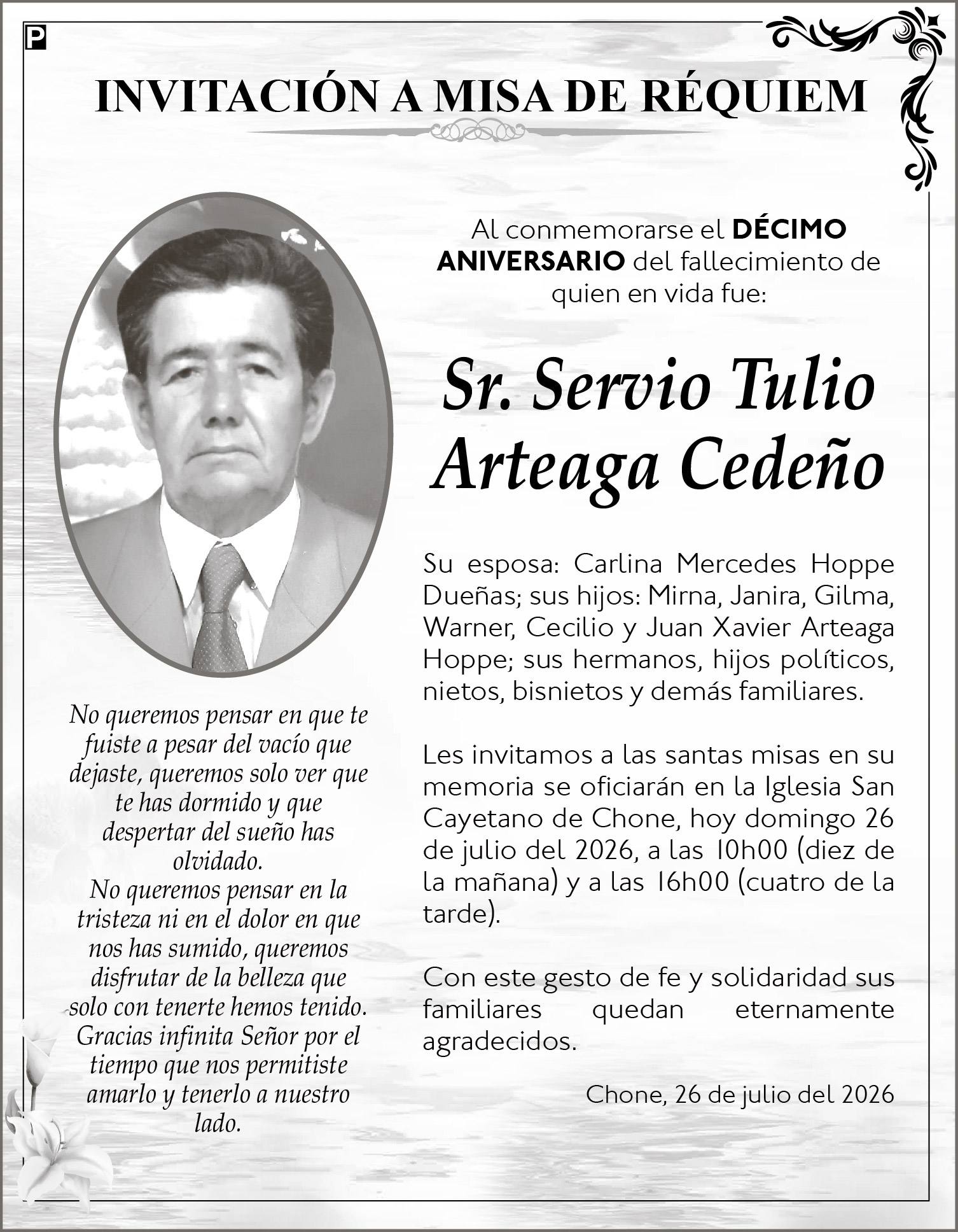 MISA SERVIO TULIO ARTEAGA CEDEÑO, Medios Ediasa