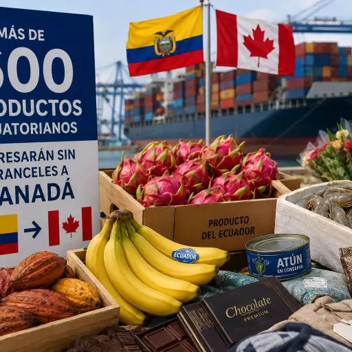 Más de 600 productos ecuatorianos ingresarán sin aranceles a Canadá gracias al TLC