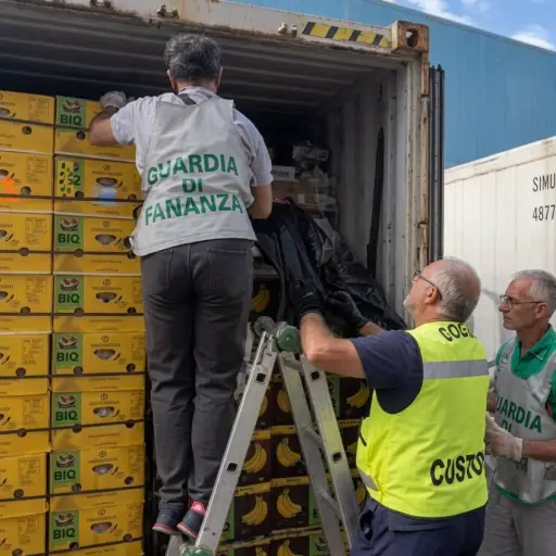 Policía italiana incautó casi 800 kilos de cocaína ocultos en un cargamento de bananos proveniente de Ecuador 