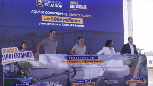 Ecuador inicia la construcción de la primera fase del Quinto Puente en Guayas con una inversión de USD 134,8 millones