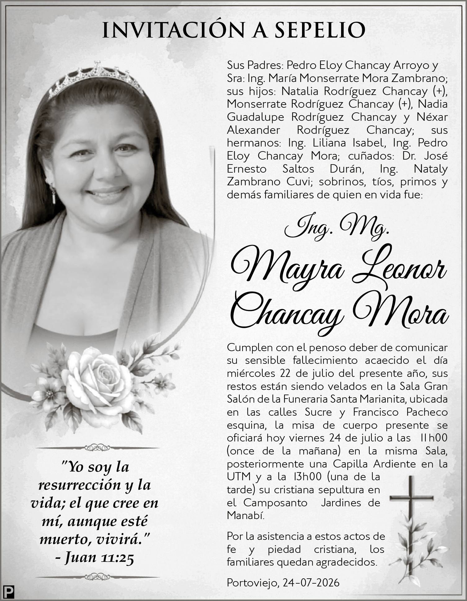 SEPELIO MAYRA CHANCAY MORA