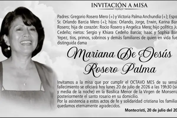 MISA MARIANA DE JESUS ROSERO PALMA ,medios ediasa