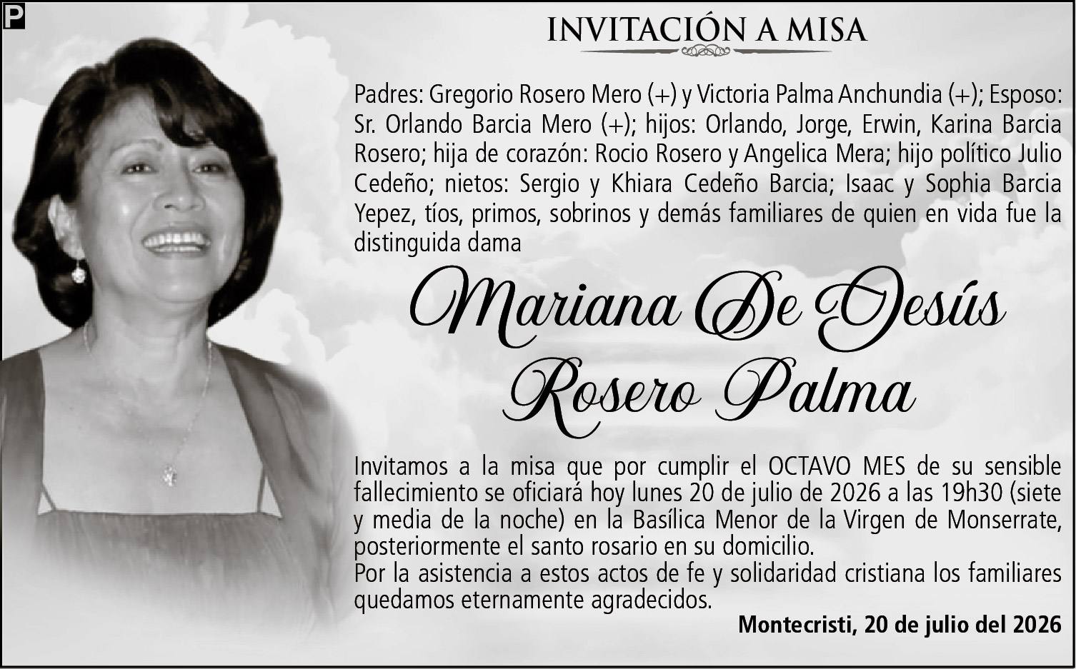 MISA MARIANA DE JESUS ROSERO PALMA, medios ediasa