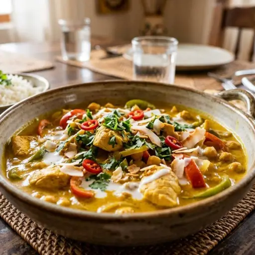 El secreto para lograr un pollo al curry con coco súper cremoso 