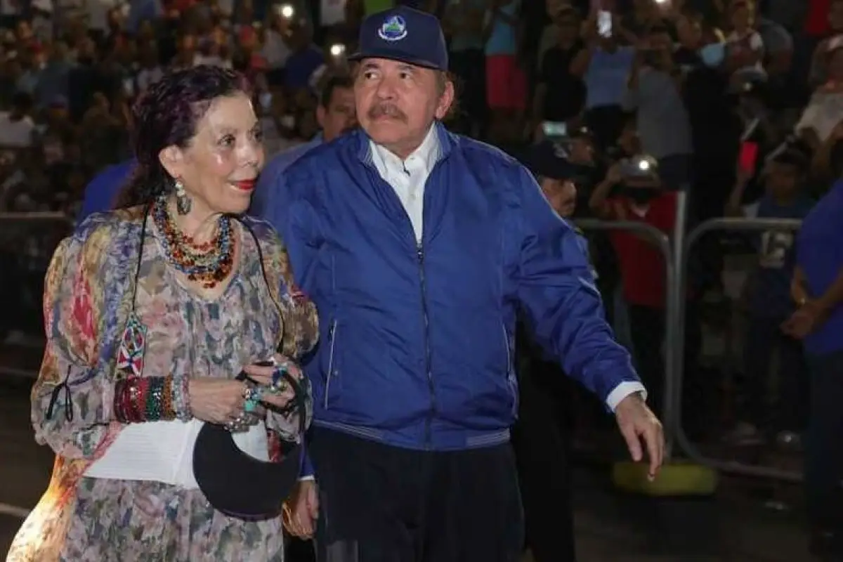 Daniel Ortega junto a su esposa y también copresidenta de Nicaragua, Rosario Murillo en un evento en Managua., Foto: Agencias