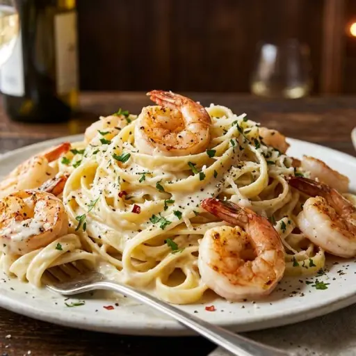 Aprende a preparar una pasta Alfredo con camarones perfecta en 20 minutos