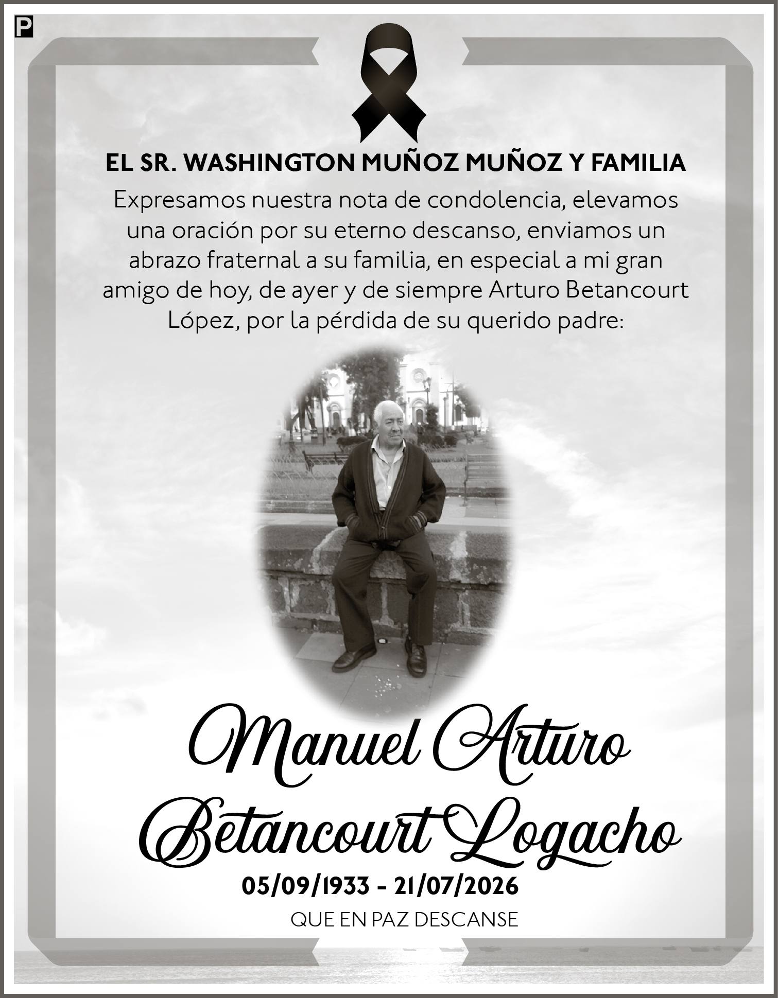 CONDOLENCIA MANUEL ARTURO BETANCOURT LOGACHO, Medios Ediasa