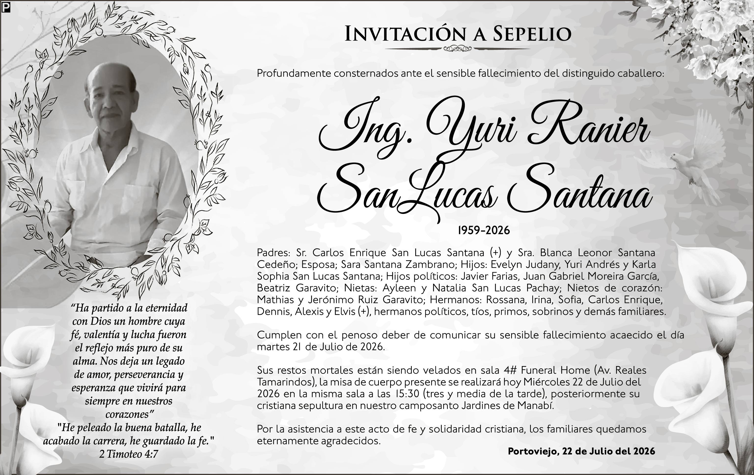 SEPELIO ING YURI RANIER SAN LUCAS SANTANA, Medios Ediasa