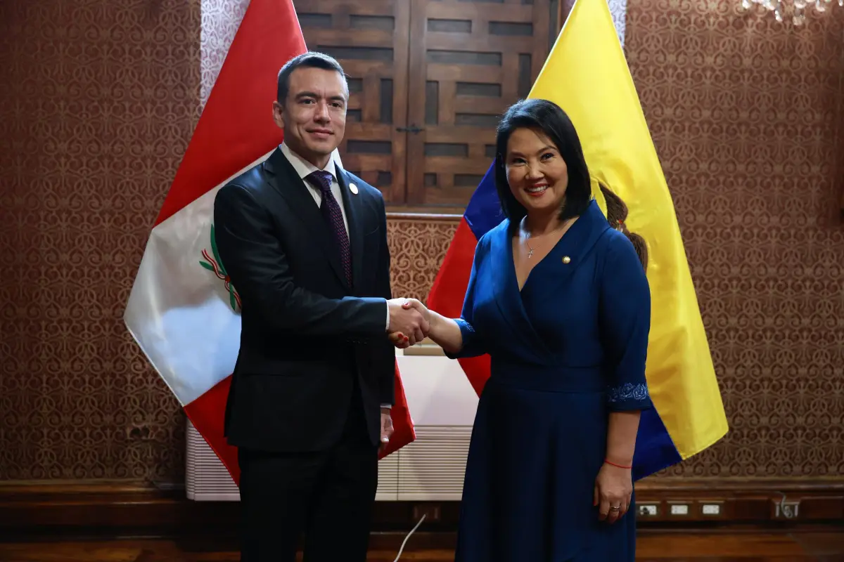 Daniel Noboa, presidente de Ecuador y Keiko Fujimori, presidenta de Perú.